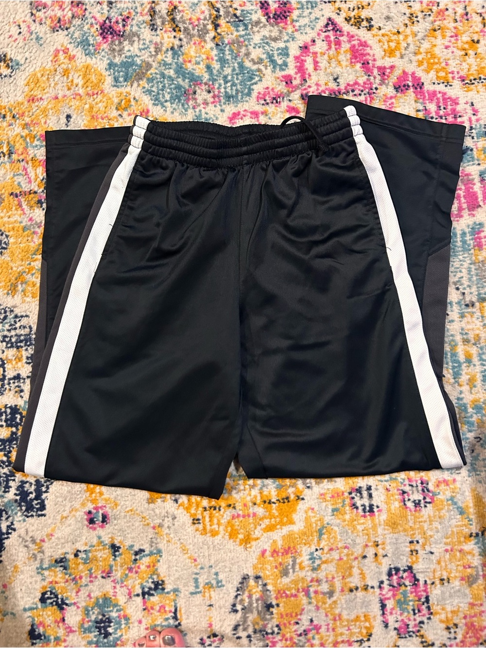 Black Athletic Shorts with White Side Stripes - Kids